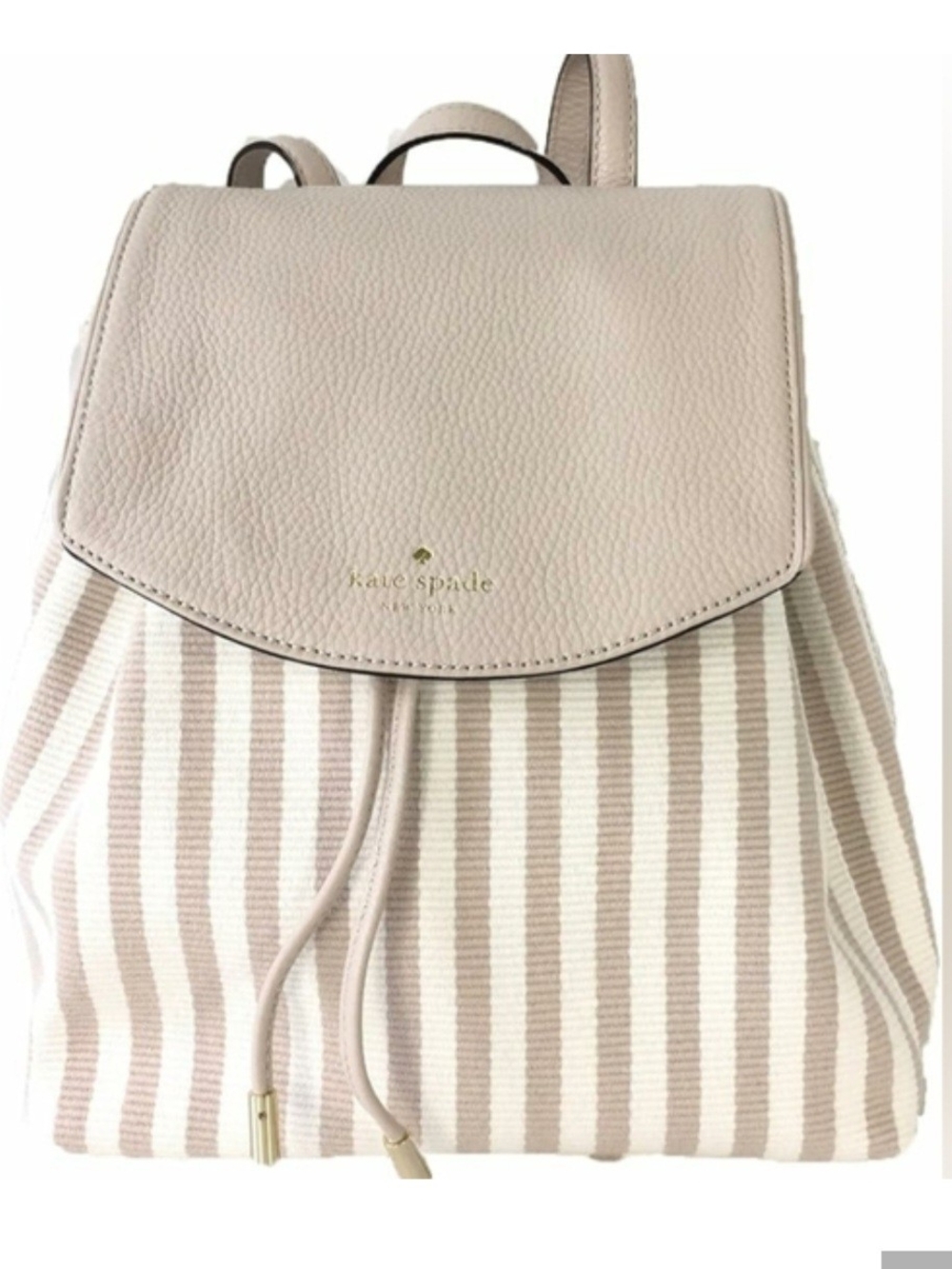 kate spade Striped Beige and Cream Drawstring Backpack